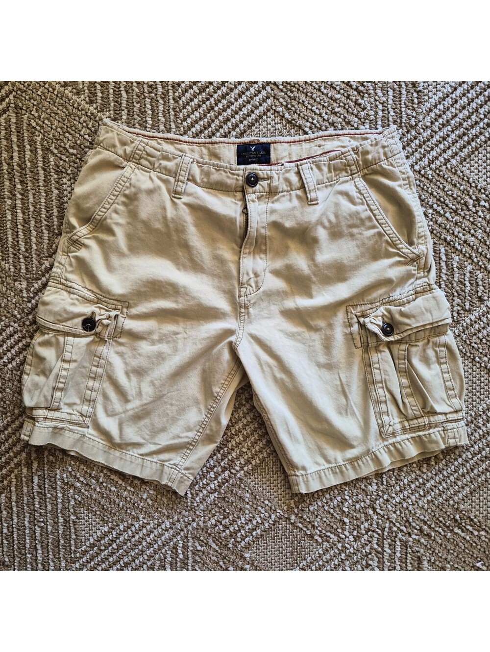 Vintage Y2K American Eagle Khaki Cargo Shorts Classic 00s Gorpcore Utility 36